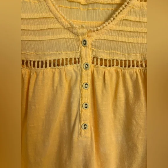 Sundance Manette LaceYellow Cotton Tank with pom-pom trim - Picture 6 of 9